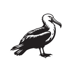 Albatross Silhouette: Black Vector Art Capturing the Majestic Grace and Elegance of These Iconic Seabirds - Minimalist Albatross Vector - Albatross Illustration - Seabird Silhouette.