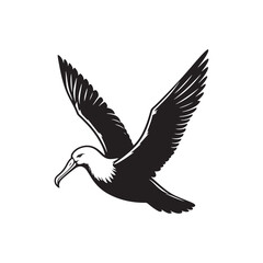 Albatross Silhouette: Black Vector Art Capturing the Majestic Grace and Elegance of These Iconic Seabirds - Minimalist Albatross Vector - Albatross Illustration - Seabird Silhouette.
