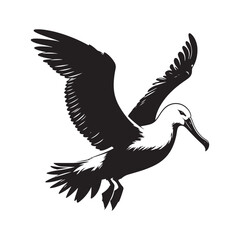 Albatross Silhouette: Black Vector Art Capturing the Majestic Grace and Elegance of These Iconic Seabirds - Minimalist Albatross Vector - Albatross Illustration - Seabird Silhouette.