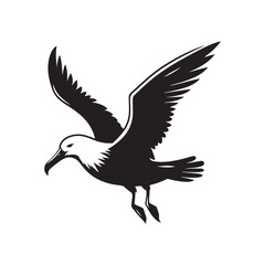 Albatross Silhouette: Black Vector Art Capturing the Majestic Grace and Elegance of These Iconic Seabirds - Minimalist Albatross Vector - Albatross Illustration - Seabird Silhouette.