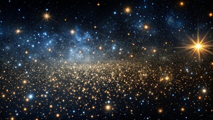 Fototapeta premium Galaxy Starfield: Dense field of twinkling stars on a dark background, providing a cosmic and awe-inspiring abstract look. 