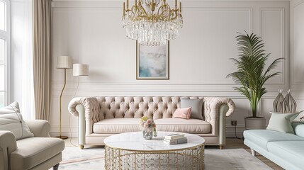 A contemporary living room with a chic Parisian flair