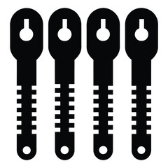 Zipper tool icon, Close state vector Black on white background