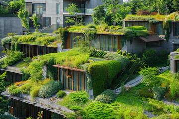 Fototapeta premium Sustainable urban design featuring eco-friendly elements 