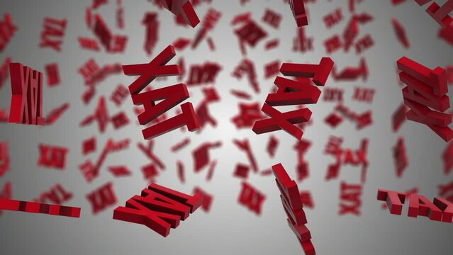 3D TAX Falling Animation. Extruded 3D Text. 4K