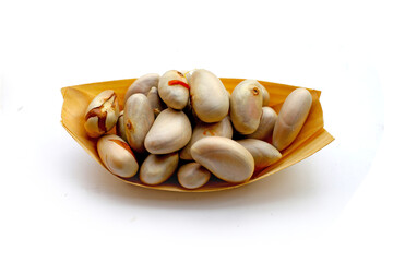 Jackfruit seeds on white background. 
