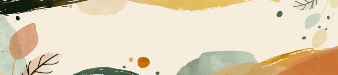 Obraz premium Abstract Autumn-Inspired Watercolor Banner with Earthy Tones and Elegant Design