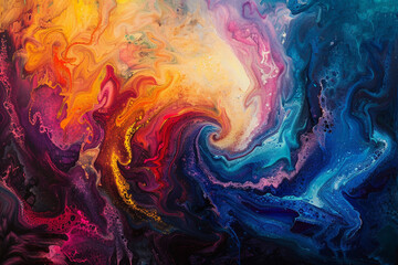 Swirling abstract painting, full of colors and musicality 