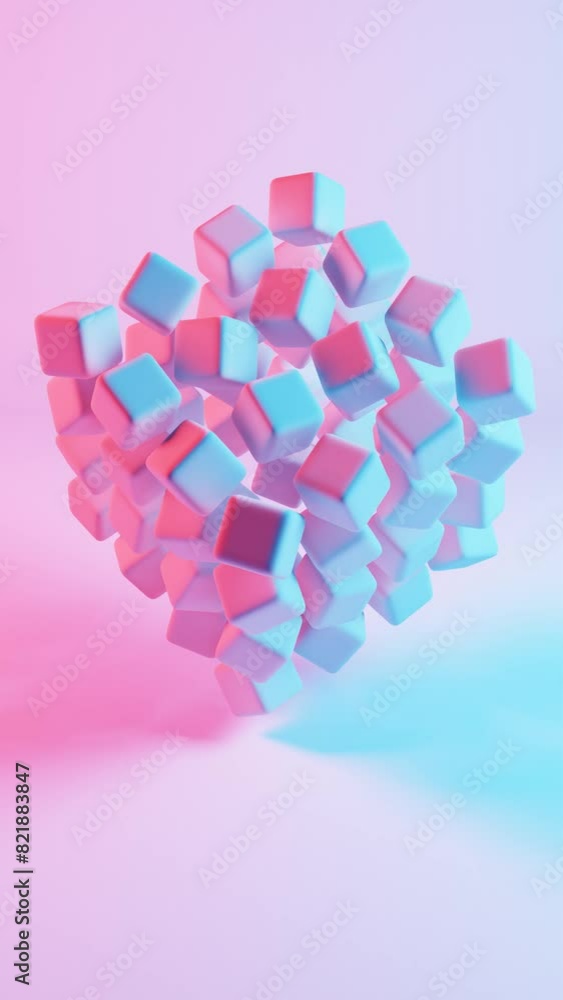 Poster 3D background composed of soft cubes, creating a visually appealing and tactile environment.	