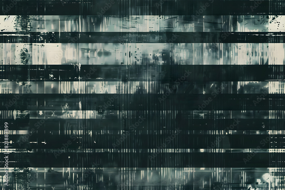 Poster vintage horizontal scanlines with vignette border retro cctv or vhs video white noise or signal erro