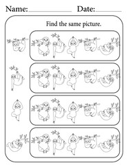 Sloth Puzzle. Printable Activity Page for Kids. Educational Resources for School for Kids. Kids Activity Worksheet. Find Similar Shape