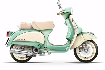 a green and white scooter