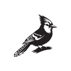 Minimalist Blue Jay Vector Silhouette: The Vibrant Energy and Grace of These Iconic Birds- Blue Jay Illustration - Bird Silhouette.