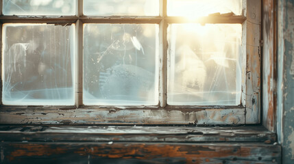 Naklejka premium A vintage window frame against a neutral background