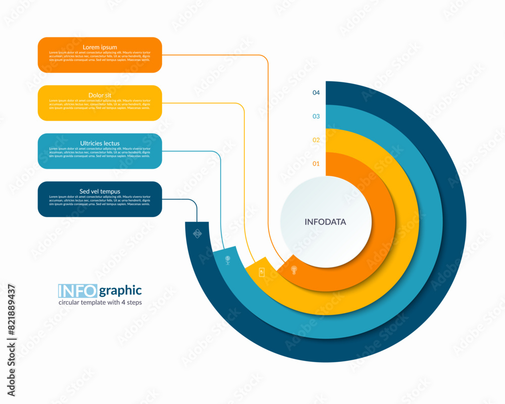 Canvas Prints infographic semi circle layered concentric template with 4 steps, options. process chart, cycle diag