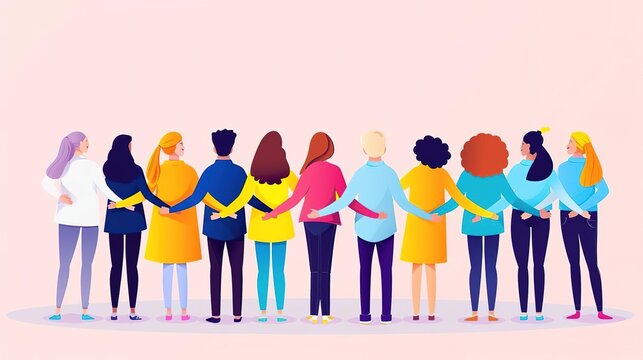 A group of diverse people standing together, embracing each other, showing unity and support.