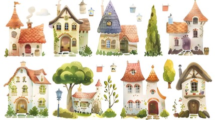 Whimsical Collection of Enchanting Storybook Cottages and Magical Forest Treehouses in Quaint Historic European Village