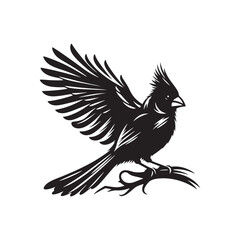 Cardinal Silhouette: Black Vector Art - Capturing the Bold Elegance and Distinctive Presence of These Iconic Birds- Cardinal bird Vector - Cardinal Bird Illustration.