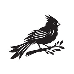 Cardinal Silhouette: Black Vector Art - Capturing the Bold Elegance and Distinctive Presence of These Iconic Birds- Cardinal bird Vector - Cardinal Bird Illustration.