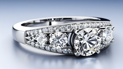 Close up of fancy and luxury diamond ring, luxury wedding ring design, diamond ring design