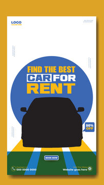 Story template design of car rental service ads promotion
