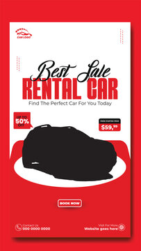 Story template design of car rental service ads promotion
