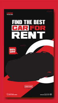 Story template design of car rental service ads promotion