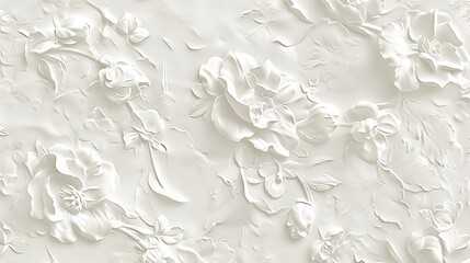 Elegant White Textured Background with Embossed Floral Pattern for Design Projects