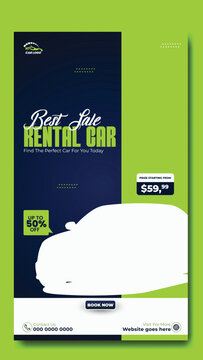 Story template design of car rental service ads promotion