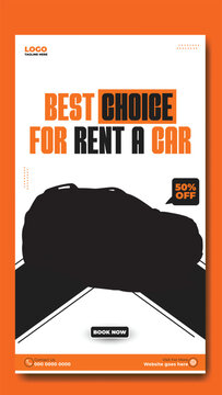 Story template design of car rental service ads promotion