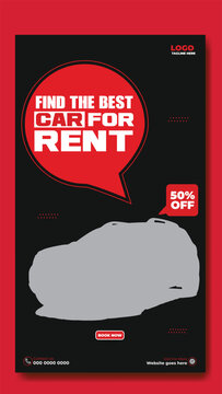 Story template design of car rental service ads promotion