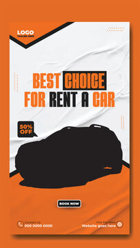 Story template design of car rental service ads promotion