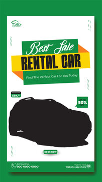 Story template design of car rental service ads promotion