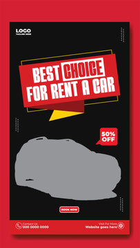 Story template design of car rental service ads promotion