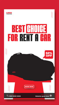 Story template design of car rental service ads promotion