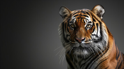 Obraz premium Majestic Bengal Tiger Portrait with Dark Background