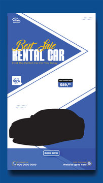 Story template design of car rental service ads promotion