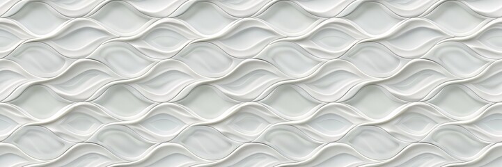 White geometric leaves 3d tiles texture Background banner panorama, seamless pattern