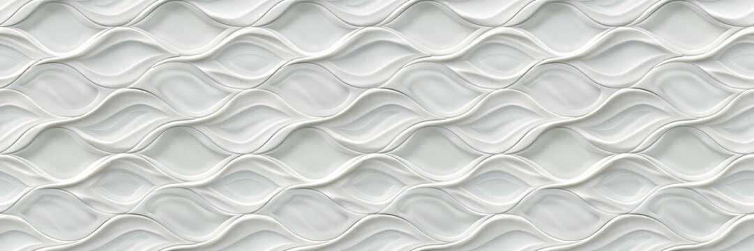 White geometric leaves 3d tiles texture Background banner panorama, seamless pattern