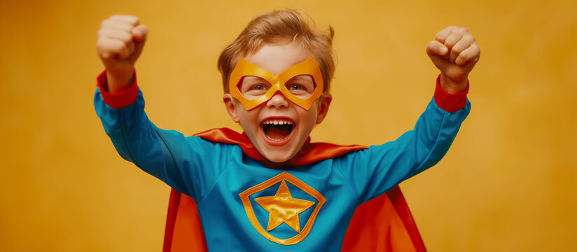 Joyful Boy in Superhero Costume


