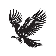Cockatoo Silhouette: Bold Black Vector Art Capturing the Majestic Beauty and Charisma of These Iconic Parrots- Cockatoo Parrot Vector- Cockatoo Parrot Illustration.