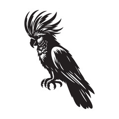 Cockatoo Silhouette: Bold Black Vector Art Capturing the Majestic Beauty and Charisma of These Iconic Parrots- Cockatoo Parrot Vector- Cockatoo Parrot Illustration.