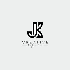 Abstract Stylish letter JK KJ Logo Design Template. Modern And Creative Letter Logo.