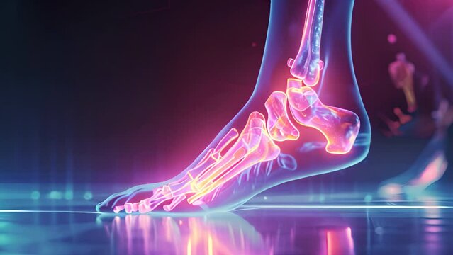 human ankle bone Isolated 3D hologram. Medical concept. new technology
