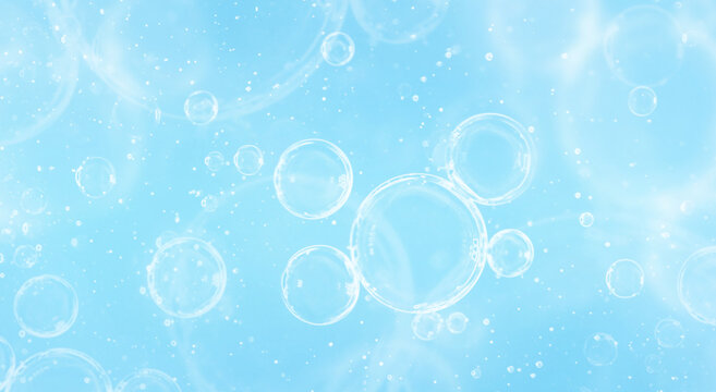 light blue background with air bubbles. hygiene concept