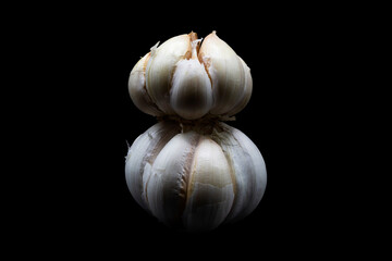 Garlic on a black background