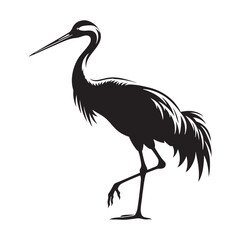Obraz premium Crane Vector Silhouette: Black Vector Art Capturing the Graceful Majesty and Elegance of These Iconic Water bird - Crane bird Illustration.