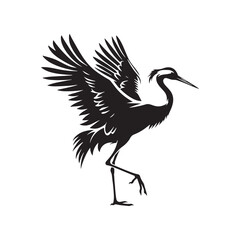 Crane Vector Silhouette: Black Vector Art Capturing the Graceful Majesty and Elegance of These Iconic Water bird - Crane bird Illustration.