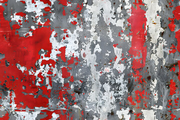 grunge background texture with red paint spatter and silver white and gray grungy textured design old antique or vintage painted metal AI