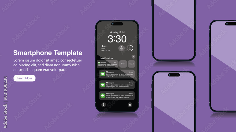 Aufkleber high quality 3d realistic smartphone mockup banner: front view of cell phone and mobile phone with a